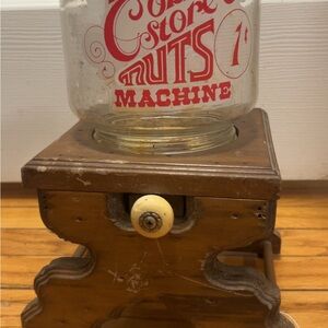 Vintage Nut Dispenser with Red Print